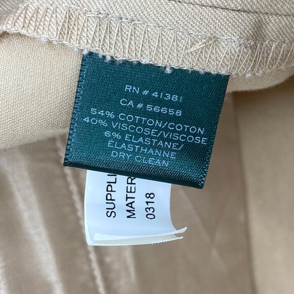LAUREN RALPH LAUREN Pants 18 Twill Sateen Tapered Ankle Trouser Cotton Beige - Picture 7 of 13